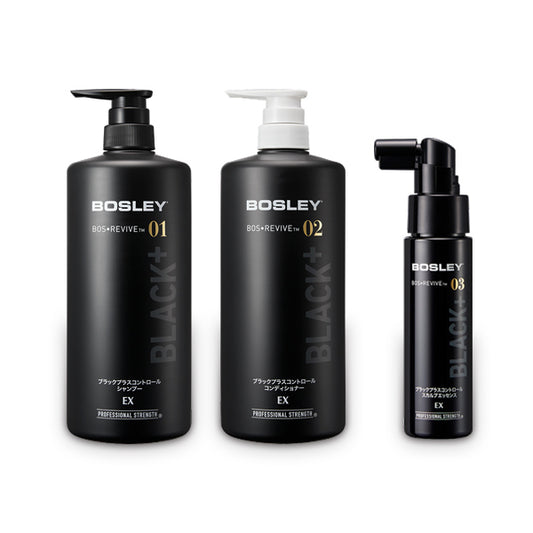 アデランス ボズレー ブラックプラスコントロール シャンプーEX&コンディショナーEX 1L、スカルプエッセンスEX 200mL セット